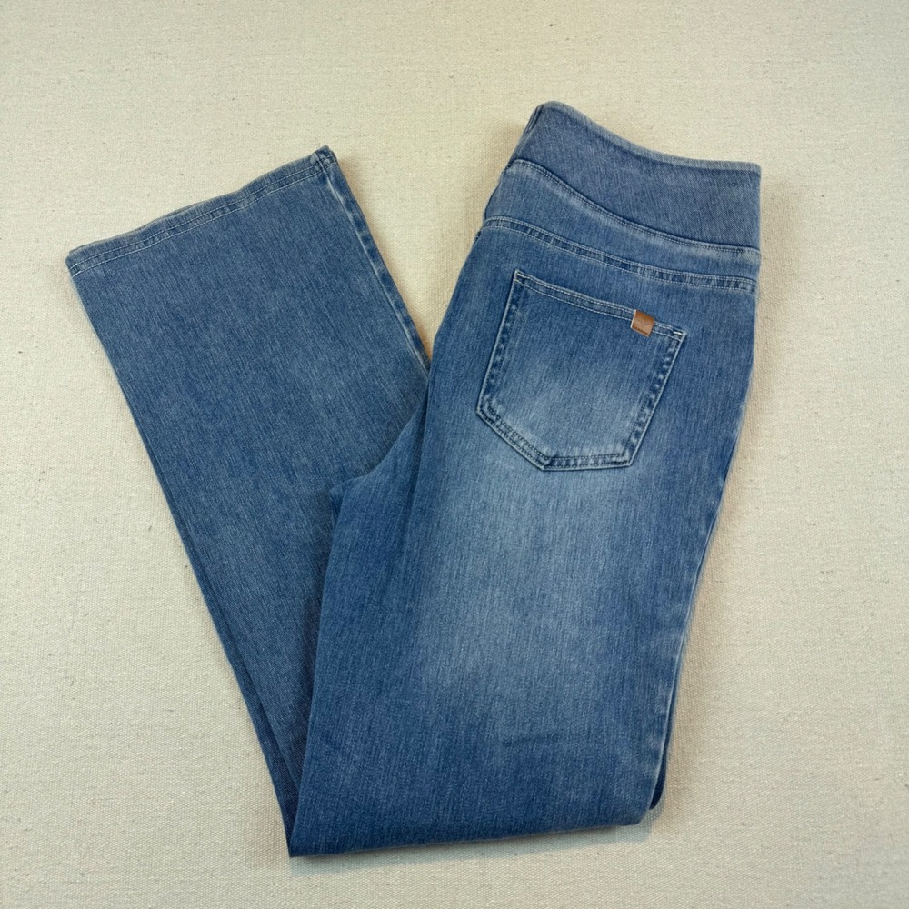 Halara M Petite Denim Pants Womens Blue Pull On Stretch Straight Leg 02834955